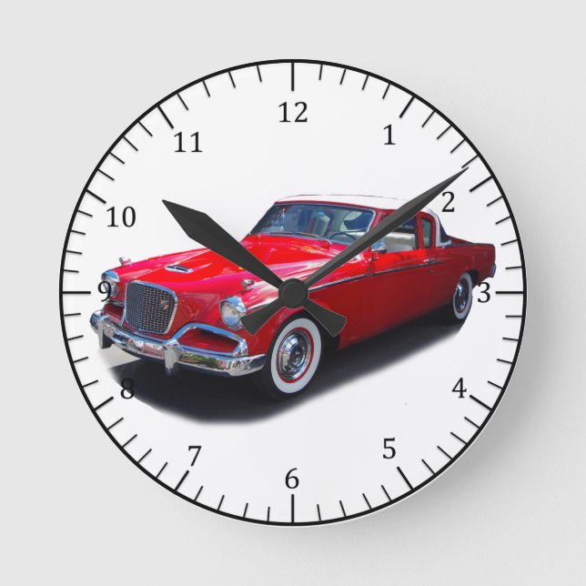 1956 red classic car clock (Front)