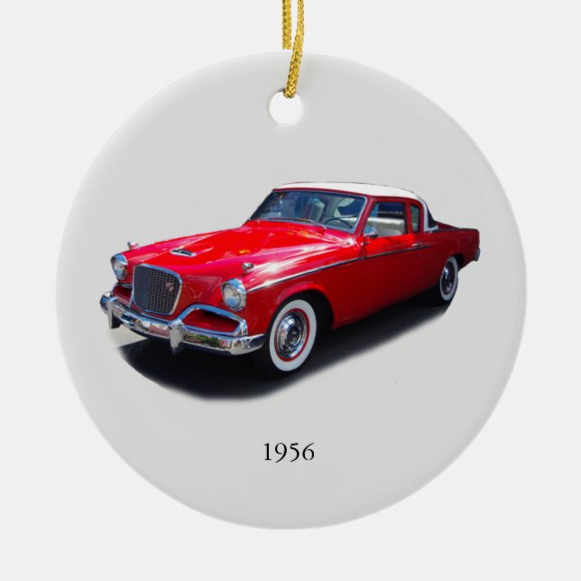 1956 red classic car ornament (Front)