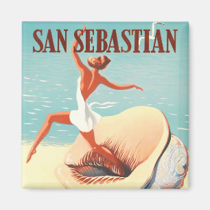 1956 San Sebastian Spain vintage travel Magnet