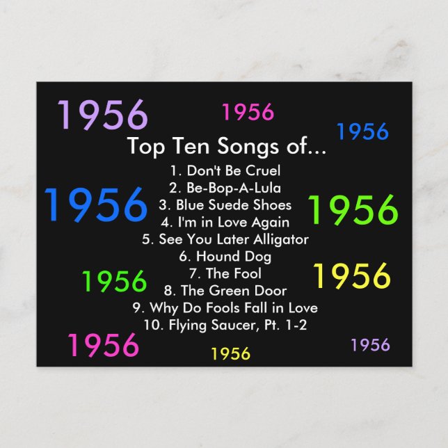 1956 Songs Postcard (Front)