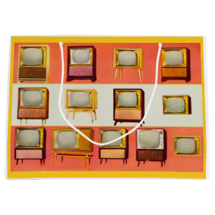 1956 television sets print large gift bag