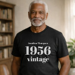 1956 Vintage Name Black 70th Birthday Party T-Shirt<br><div class="desc">1956 Vintage Name Black 70th Birthday Party. Simple and classy. Easily personalise the text to your own requirements.</div>