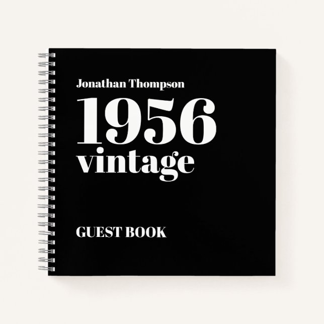 1956 Vintage Name Black Male 70th Guest Book (Front)