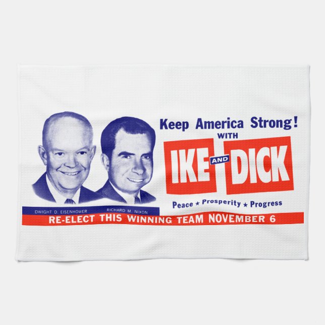 1956 Vote Ike and Dick Tea Towel (Horizontal)