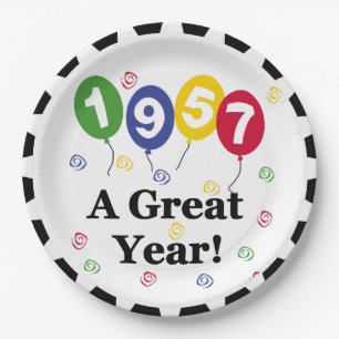 1957 A Great Year Birthday Paper Plates