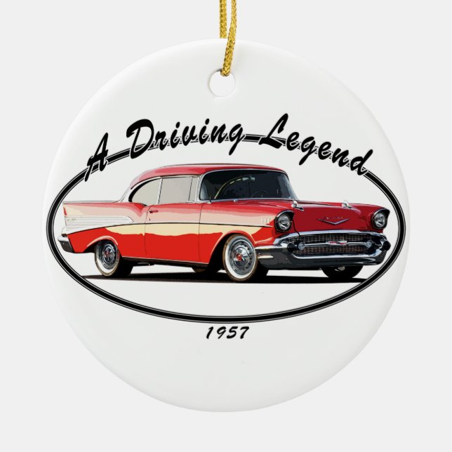1957 BEL AIR RED CERAMIC TREE DECORATION (Front)