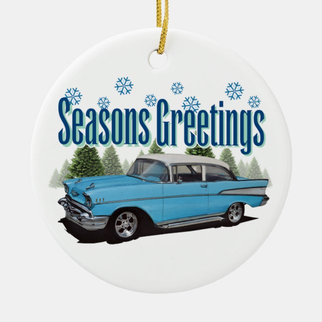 1957 Bel Air Season's Greetings Ceramic Tree Decoration (Front)