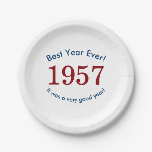 1957  Best Year Ever 60th Birthday Party Celebrate Paper Plate
