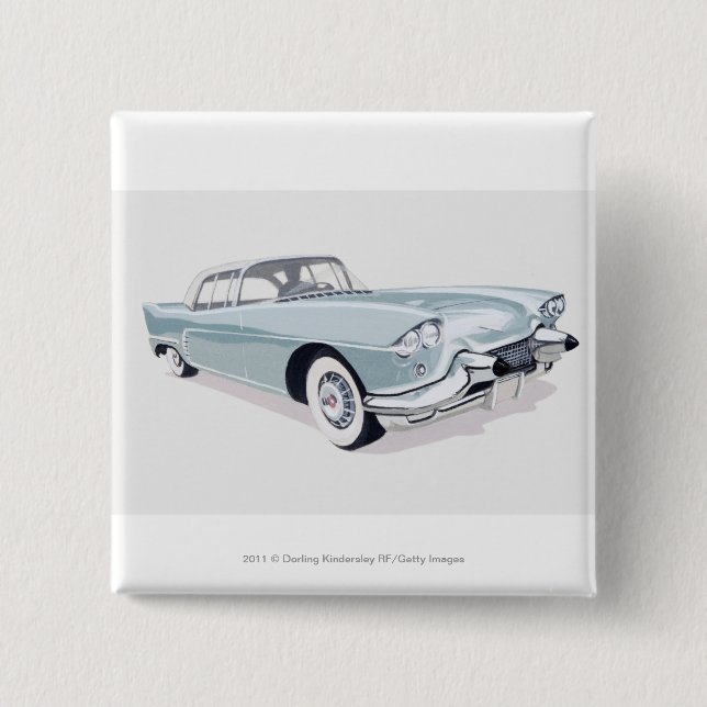 1957 Cadillac with silhouette of driver inside 15 Cm Square Badge (Front)