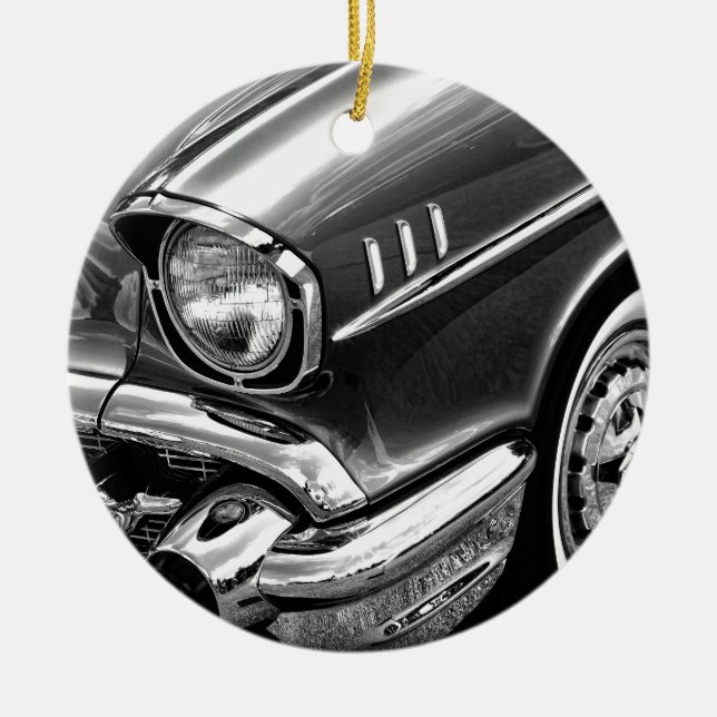 1957 Chevrolet Bel Air Black & White Ceramic Tree Decoration (Front)