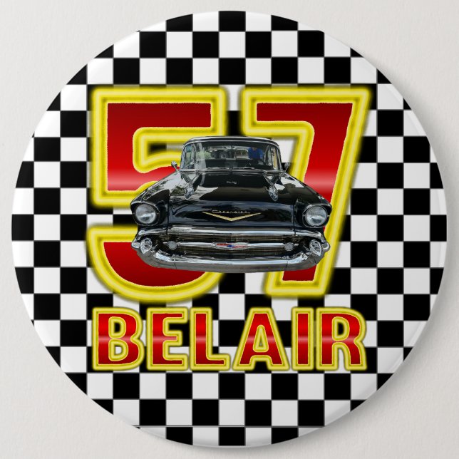 1957 Chevy Bel Air Button. 6 Cm Round Badge (Front)