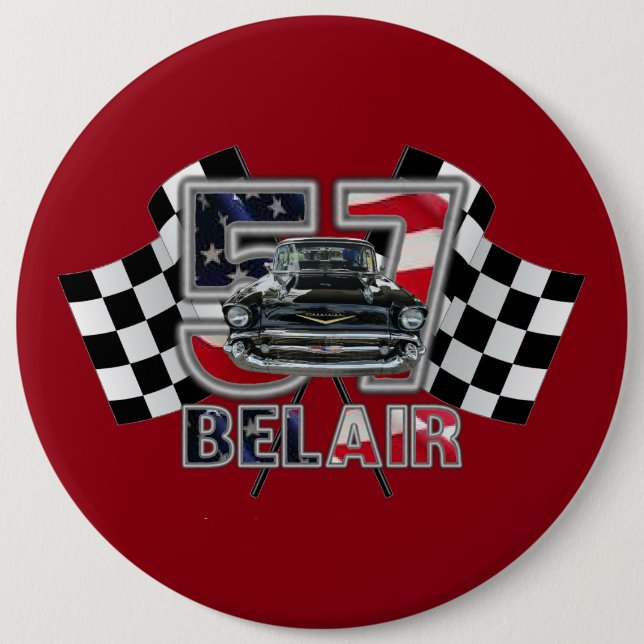 1957 Chevy Bel Air Button. 6 Cm Round Badge (Front)