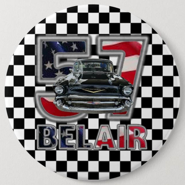 1957 Chevy Bel Air Button. 6 Cm Round Badge (Front)