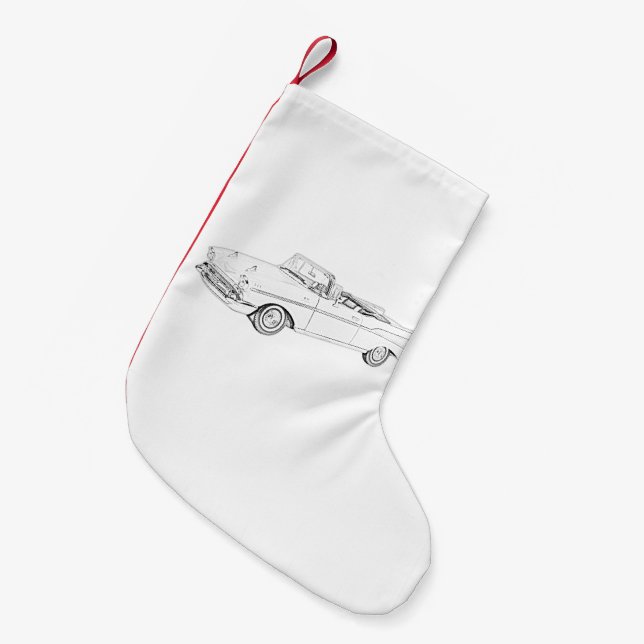 1957 Chevy Bel Air convertible Small Christmas Stocking (Front (Hanging))