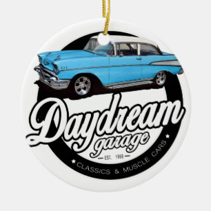 1957 Chevy Bel Air Garage Logo Ceramic Tree Decoration
