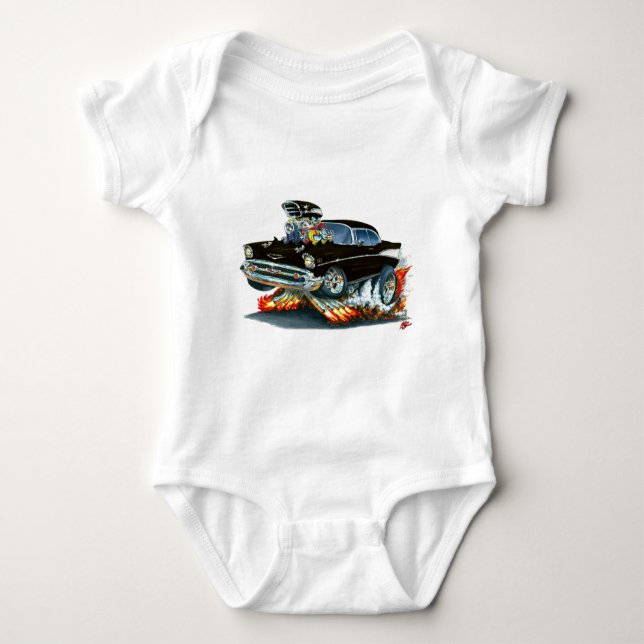 1957 Chevy Belair Black Car Baby Bodysuit (Front)