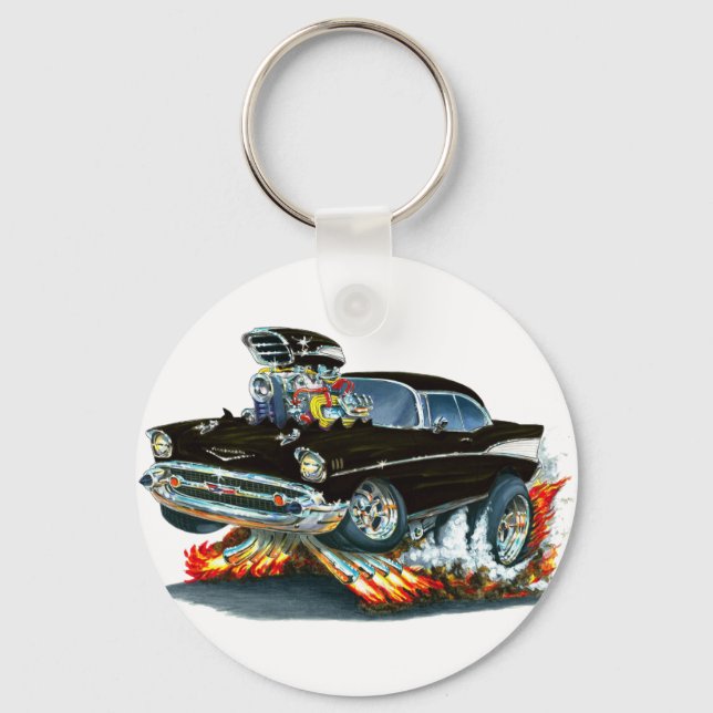 1957 Chevy Belair Black Car Key Ring (Front)