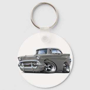 1957 Chevy Belair Grey-White Hot Rod Key Ring