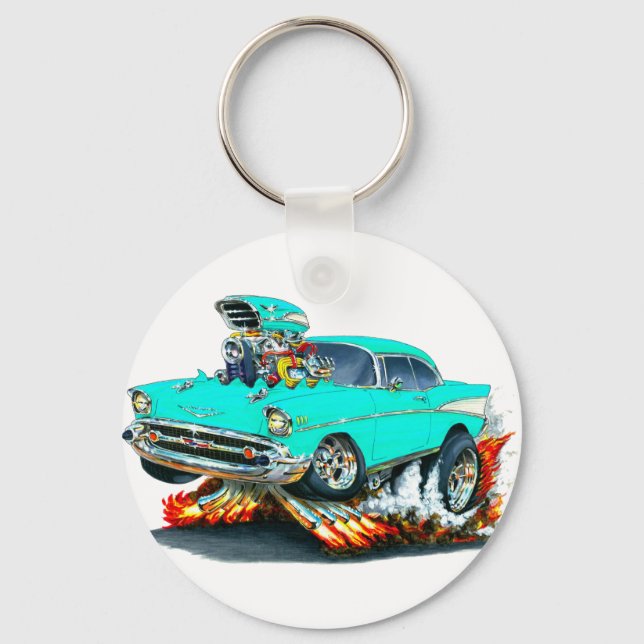 1957 Chevy Belair Turquoise Car Key Ring (Front)