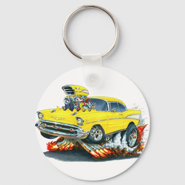 1957 Chevy Belair Yellow Car Key Ring (Front)