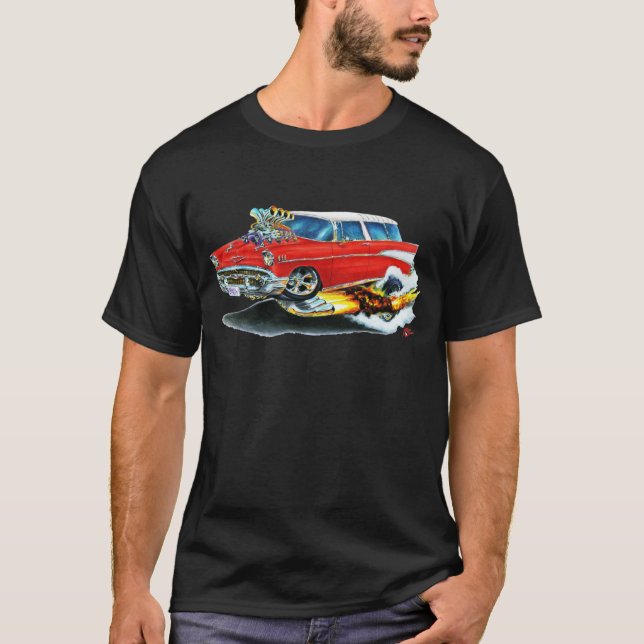 1957 Chevy Nomad Red Car T-Shirt (Front)