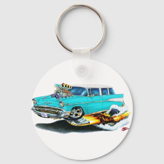 1957 Chevy Nomad Turquoise Car Key Ring (Front)