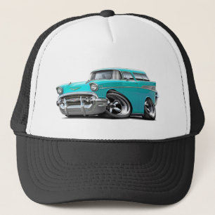 1957 Chevy Nomad Turquoise Hot Rod Trucker Hat