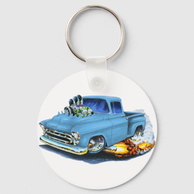 1957 Chevy Pickup Lt Blue Key Ring (Front)
