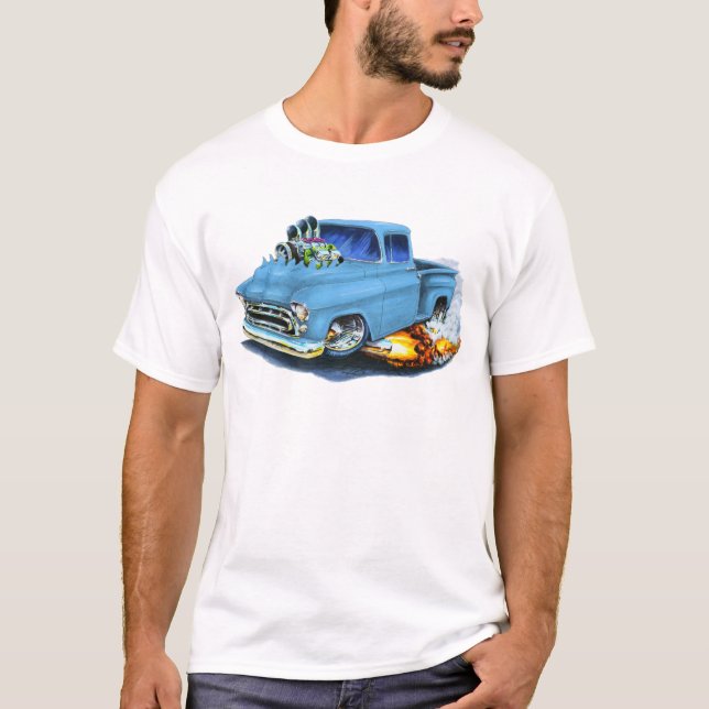 1957 Chevy Pickup Lt Blue T-Shirt (Front)
