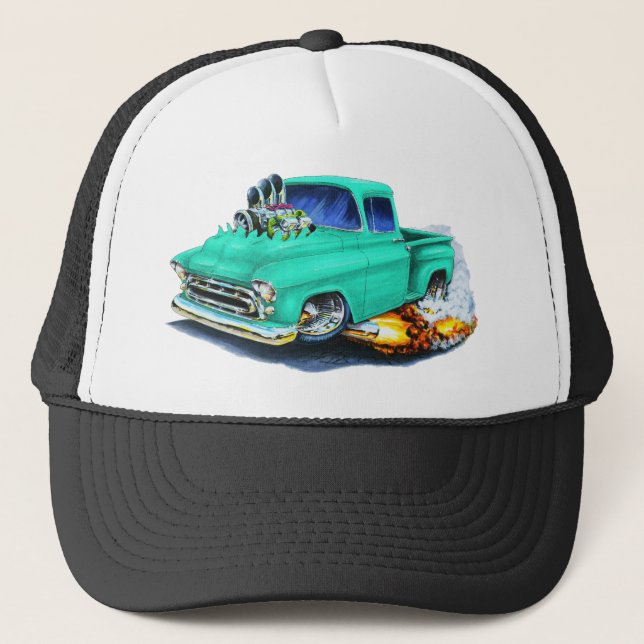 1957 Chevy Pickup Seafoam Green Trucker Hat (Front)