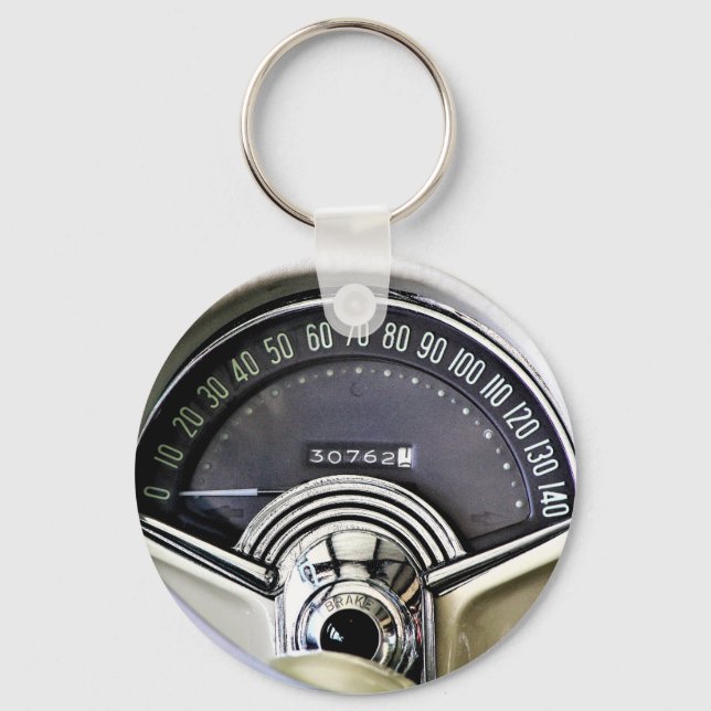 1957 Classic Sports Car Speedometer Key Ring (Front)