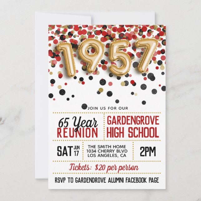 1957 High School College Reunion Invitation (Front)