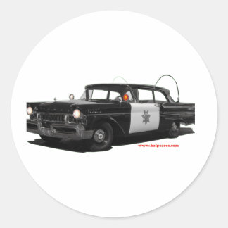1957-mercury-monterey-highway-patrol-car classic round sticker