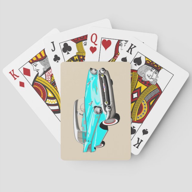 1957 Shoebox Playing Cards in Aqua Blue and White (Back)