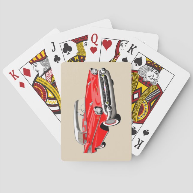 1957 Shoebox Playing Cards in Red and White (Back)
