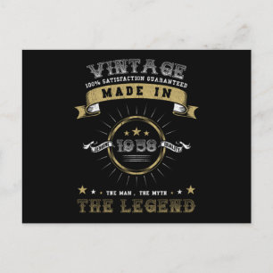 1958 Born Birthday Vintage Postcard