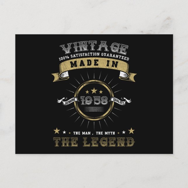 1958 Born Birthday Vintage Postcard (Front)