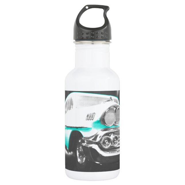 1958 chevy impala bright blue classic car 532 ml water bottle (Front)