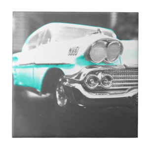 1958 chevy impala bright blue classic car tile