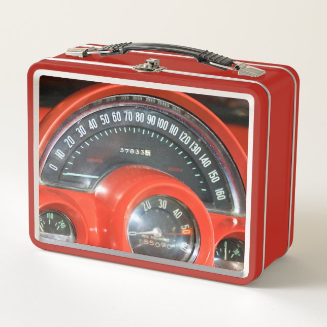 1958 Classic Sports Car Speedometer Metal Lunch Box (Front)