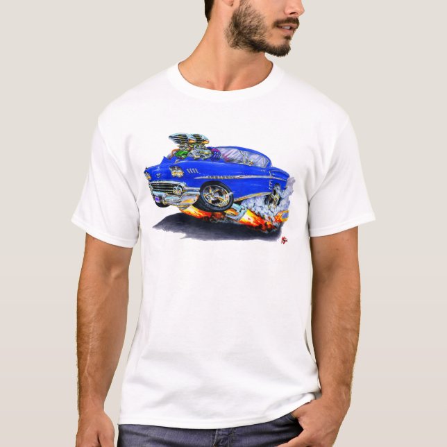 1958 Impala Blue Car T-Shirt (Front)