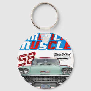 1958,Impala,Rockabilly,rusty car,distressed,Tailfi Key Ring