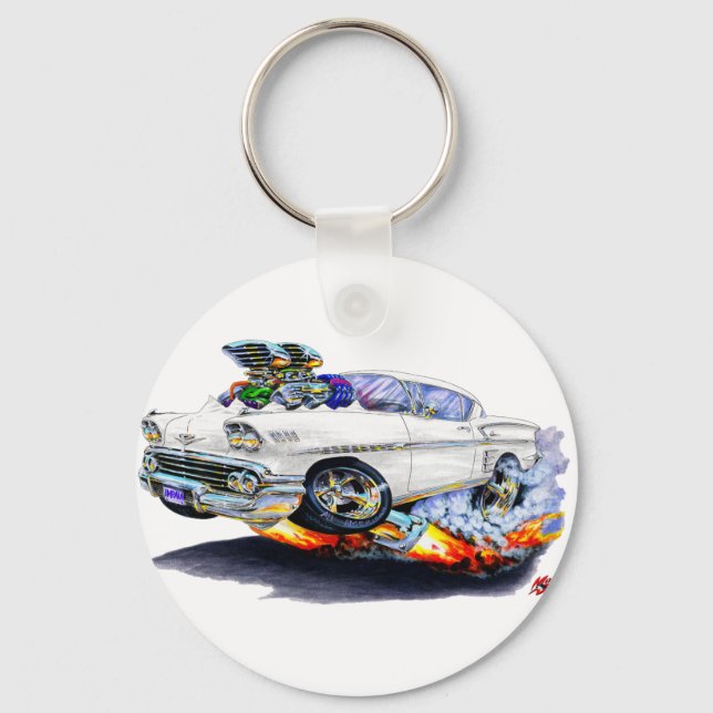 1958 Impala White Car Key Ring (Front)
