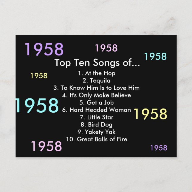 1958 Songs Postcard (Front)