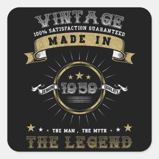 1959 Born Birthday Vintage Square Sticker (Front)