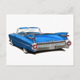 1959 Cadillac Blue Car Postcard