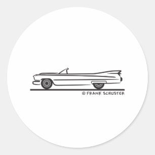 1959 Cadillac Convertible Classic Round Sticker