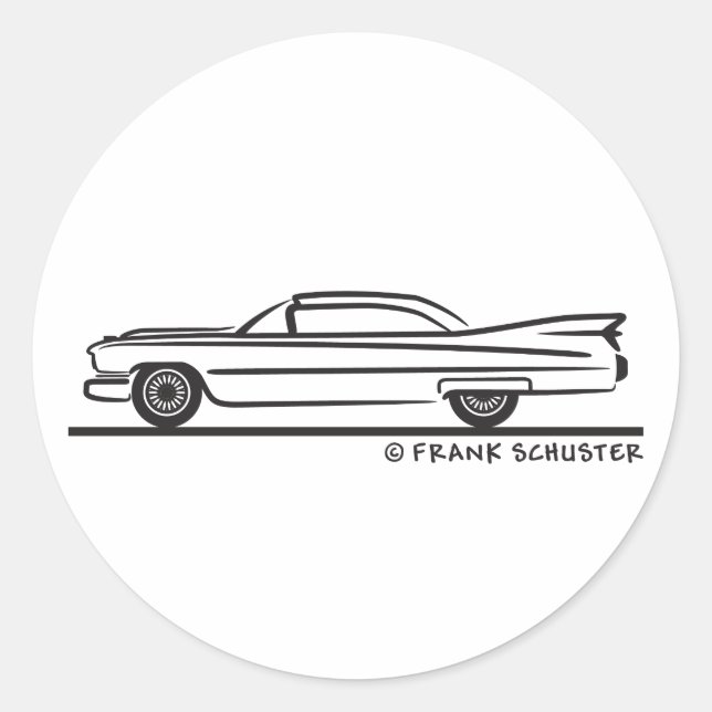 1959 Cadillac Coupe Classic Round Sticker (Front)