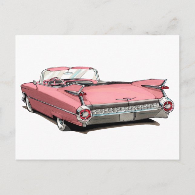 1959 Cadillac Pink Car Postcard (Front)