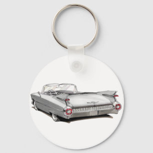 1959 Cadillac White Car Key Ring